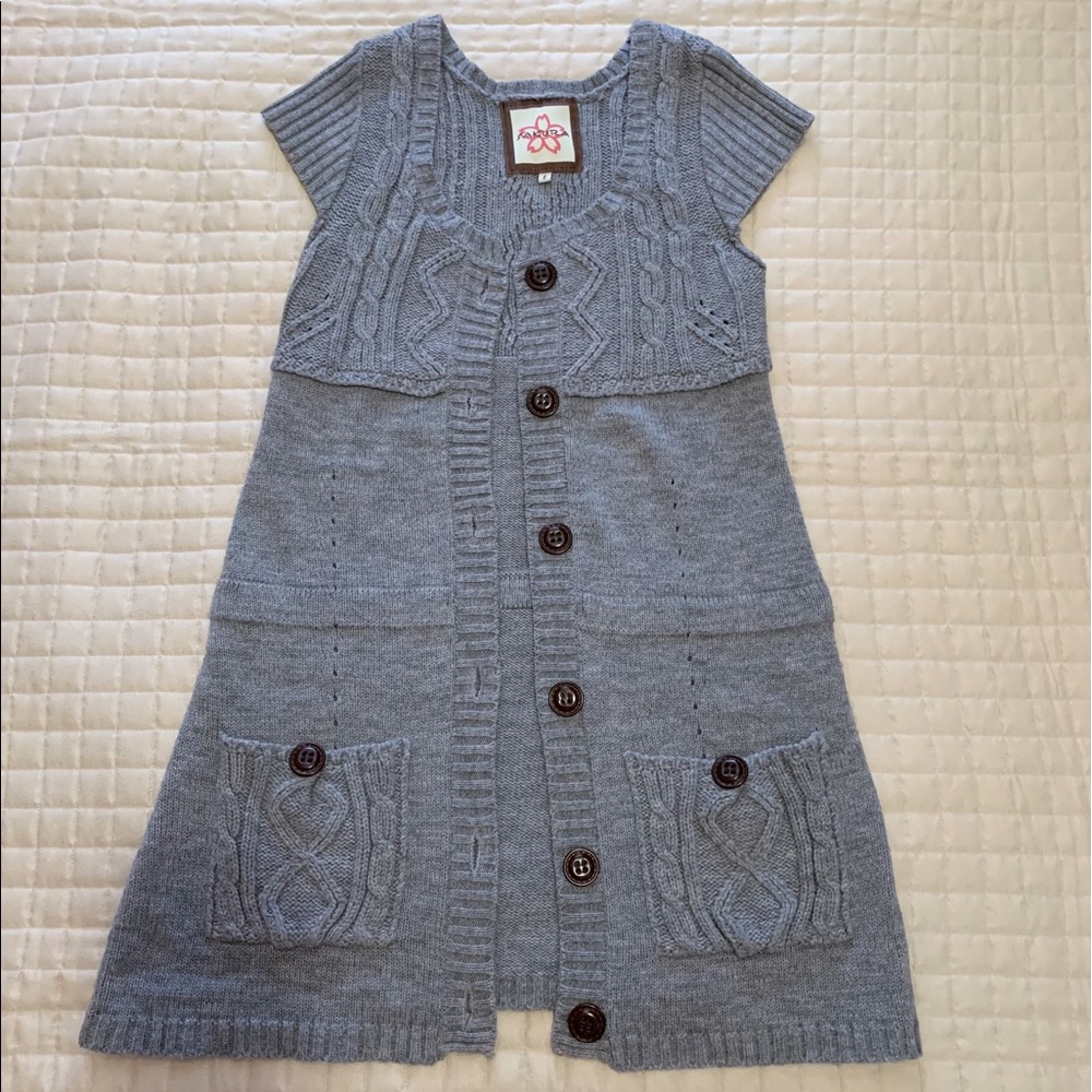 Women’s Sakura Grey Knitted Short Sleeve Cardigan, Size S